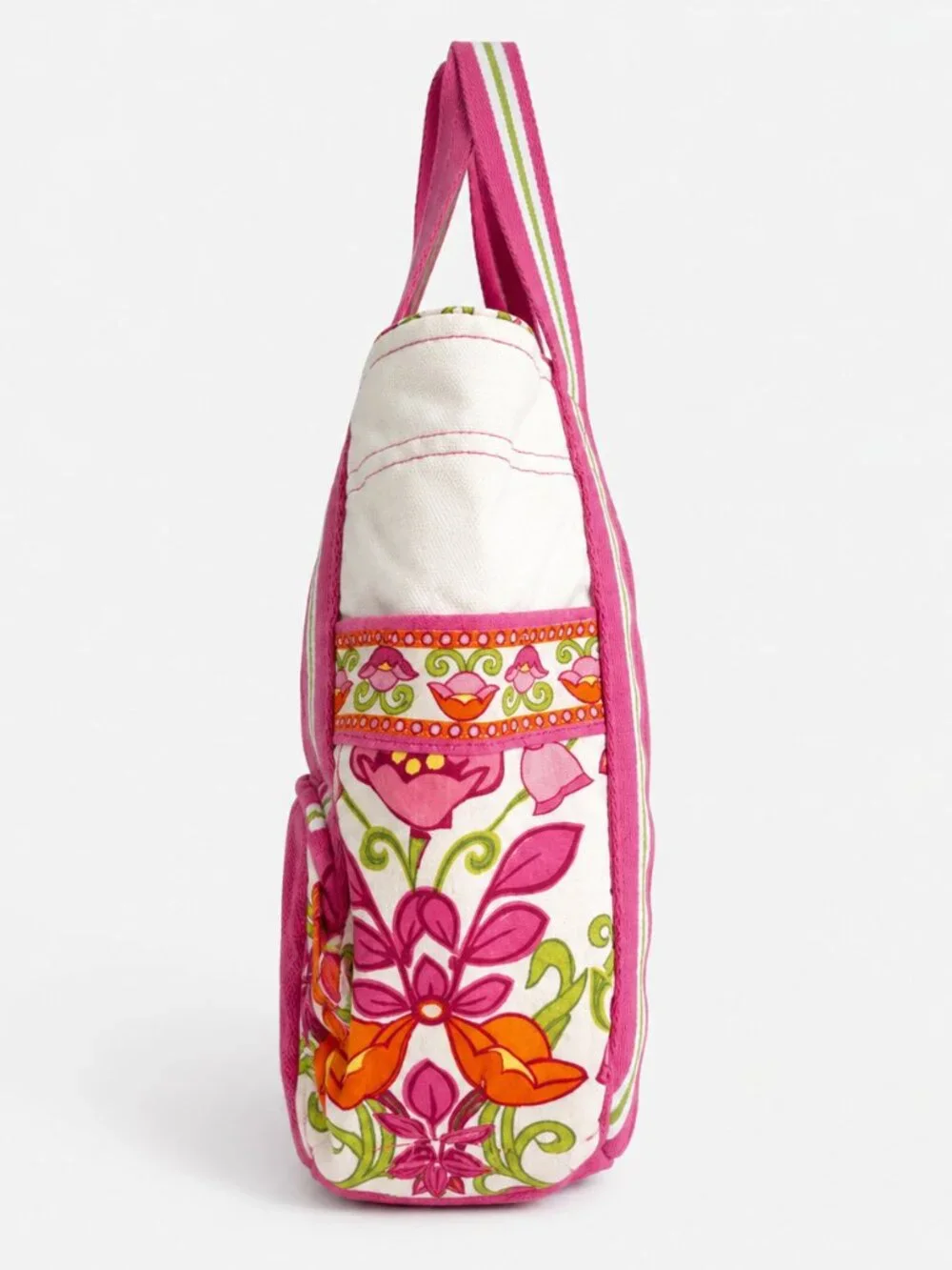 Vera Bradley Jazzy Blooms Colorblock Tote Pink Floral Canvas Prep Retired Print